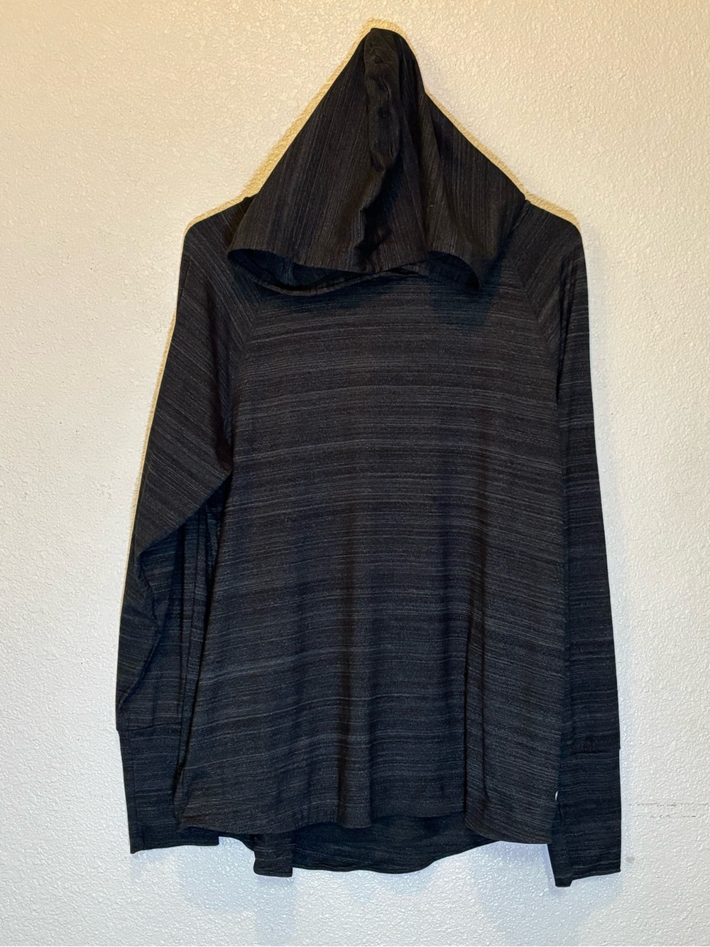 Striped Black Hooded Long-Sleeve Pullover